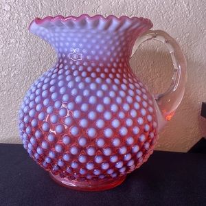 Vintage 1950 Fenton Hobnail Cranberry Pitcher
